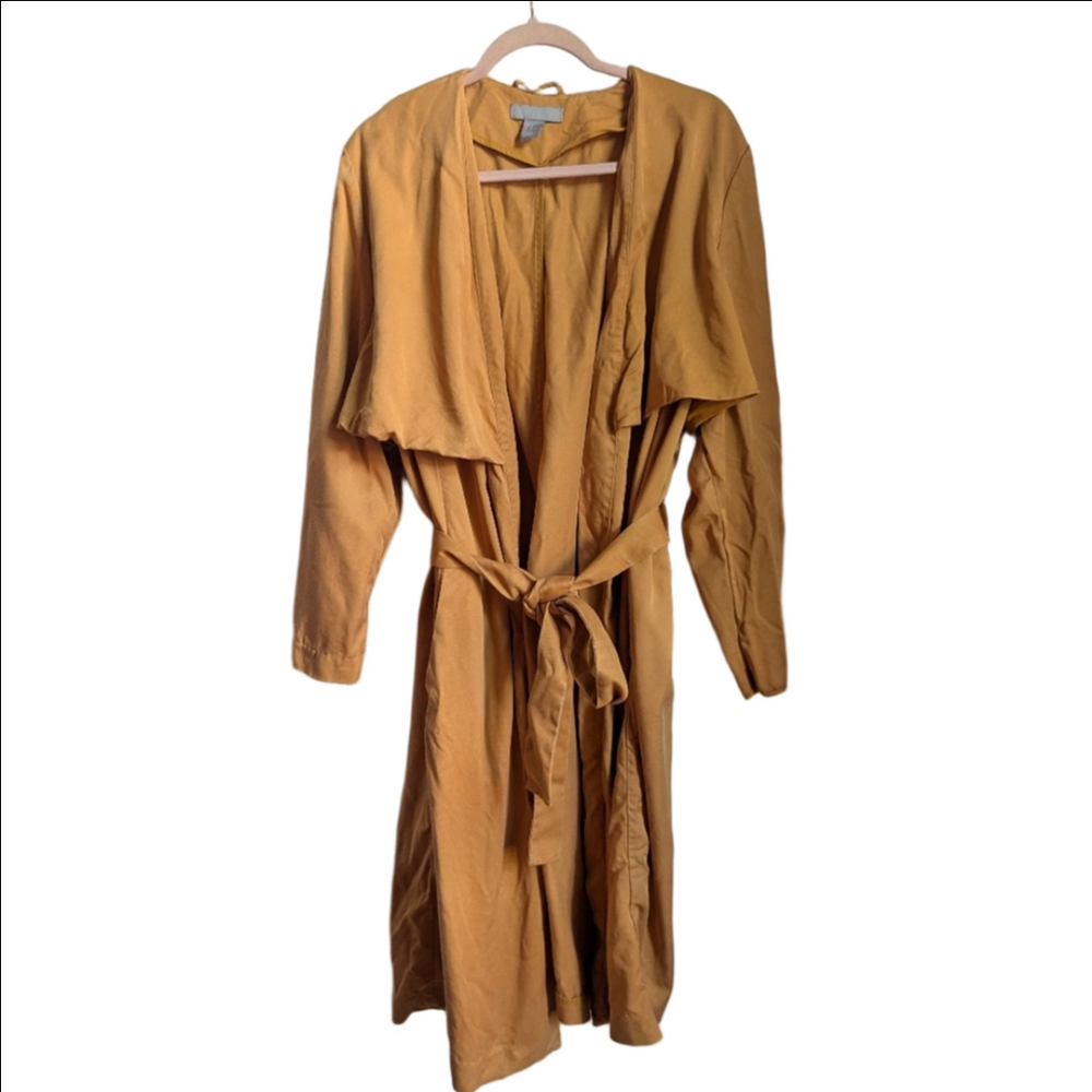 H&M Burnt Orange Lyocell Oversized Minimalist Lightweight Trench Coat Size 20